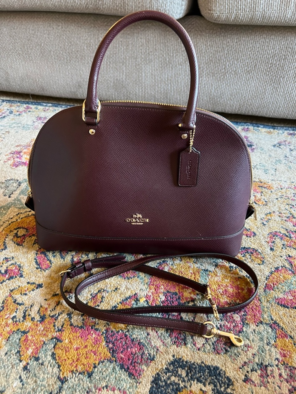 Coach Dome Satchel in Burgundy with Gold Hardware - Picture 4 of 4